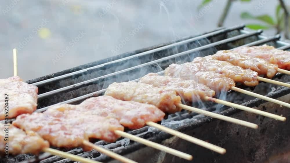 fast food meat on the grill in Thailand fast food meat on the grill in Thailand