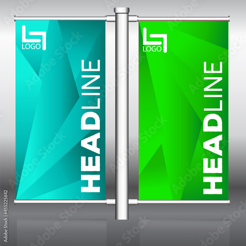 Street lamp post advertising banner template 