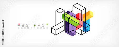 Abstract background. 3d cubes, cubic elements and blocks. Techno or business concept for wallpaper, banner, background, landing page