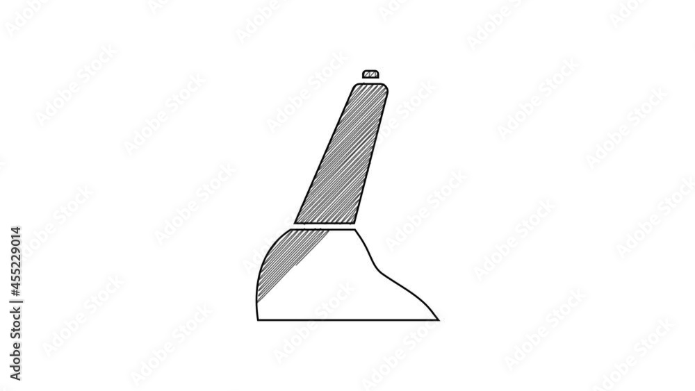 Black line Car handbrake icon isolated on white background. Parking brake lever. 4K Video motion graphic animation Black line Car handbrake icon isolated on white background. Parking brake lever. 4K Video motion graphic animation