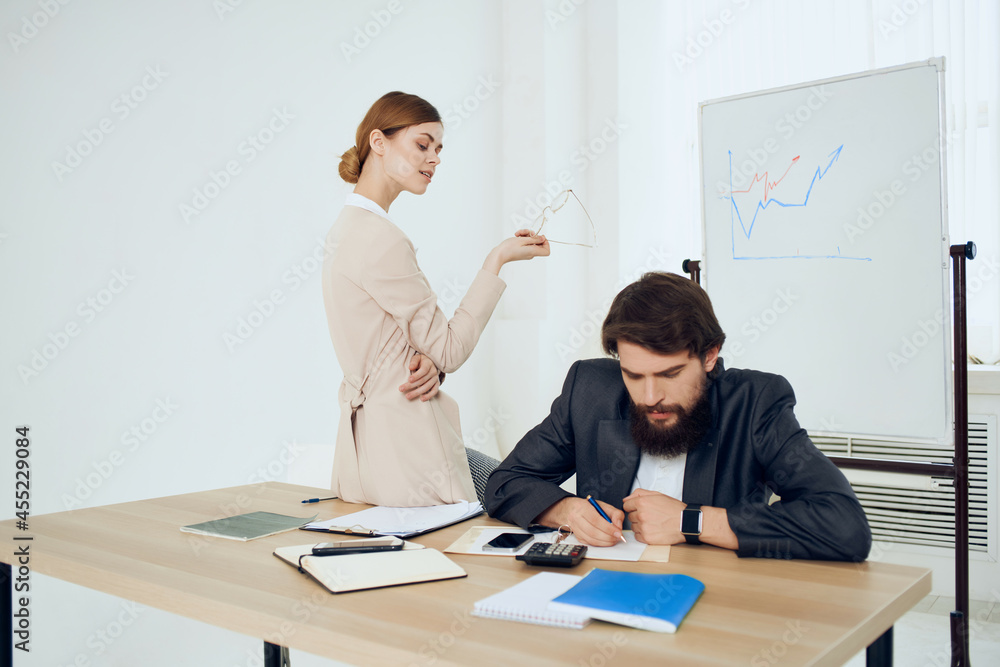 work colleagues desktop office communication officials work colleagues desktop office communication officials