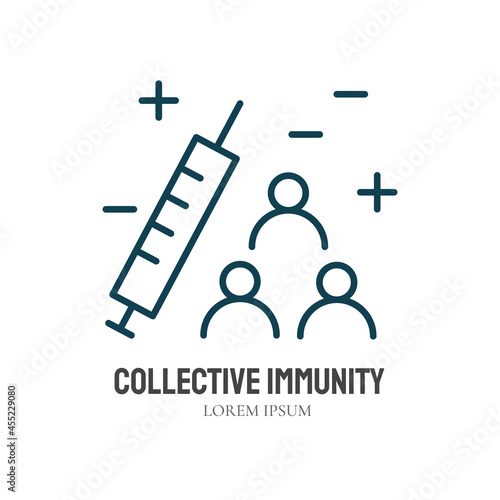 Syringe and group of people line icon isolated vector. Editable stroke symbol. Vaccines against virus, vaccination sheldule, anti vaccine, shield virus. Flu, hepatitis, measles covid prevention