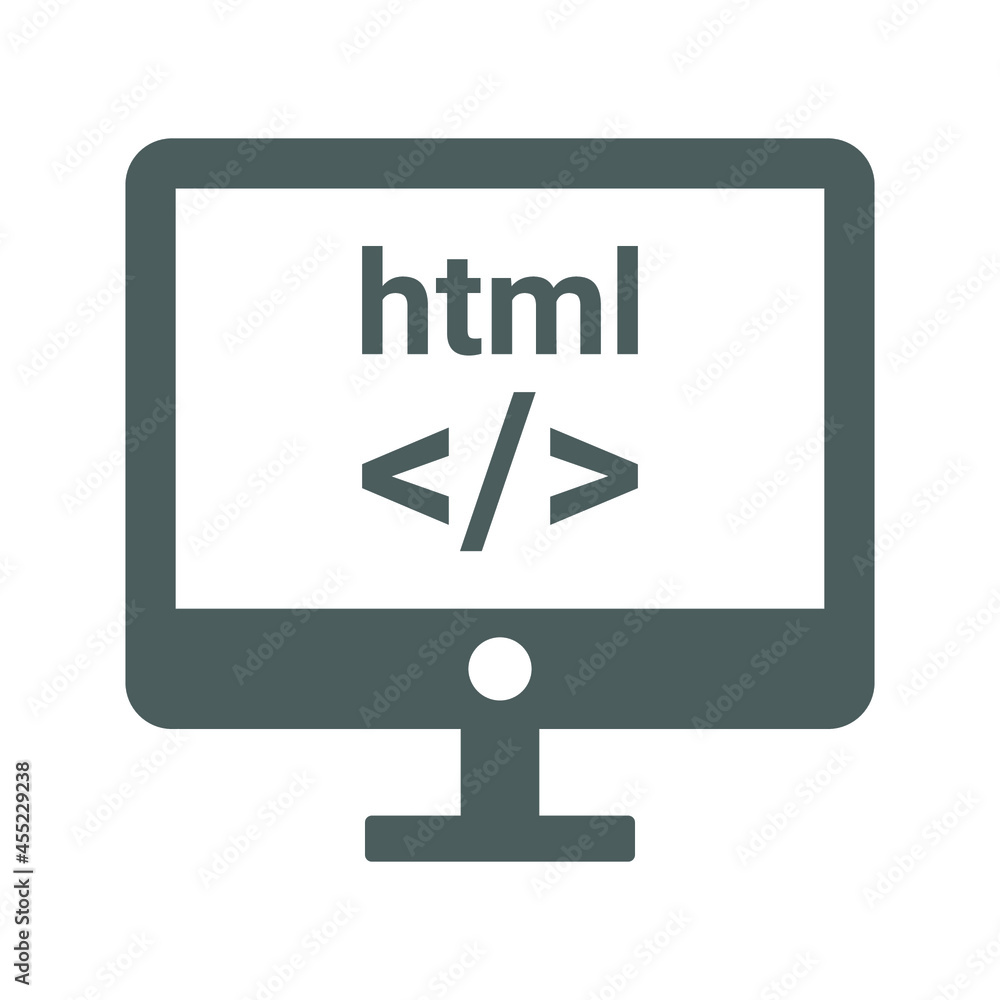 Development, html icon. Gray vector graphics. Development, html icon. Gray vector graphics.