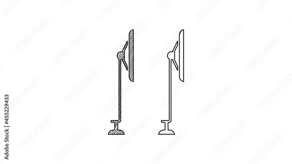 Black line Windscreen wiper icon isolated on white background. 4K Video motion graphic animation Black line Windscreen wiper icon isolated on white background. 4K Video motion graphic animation