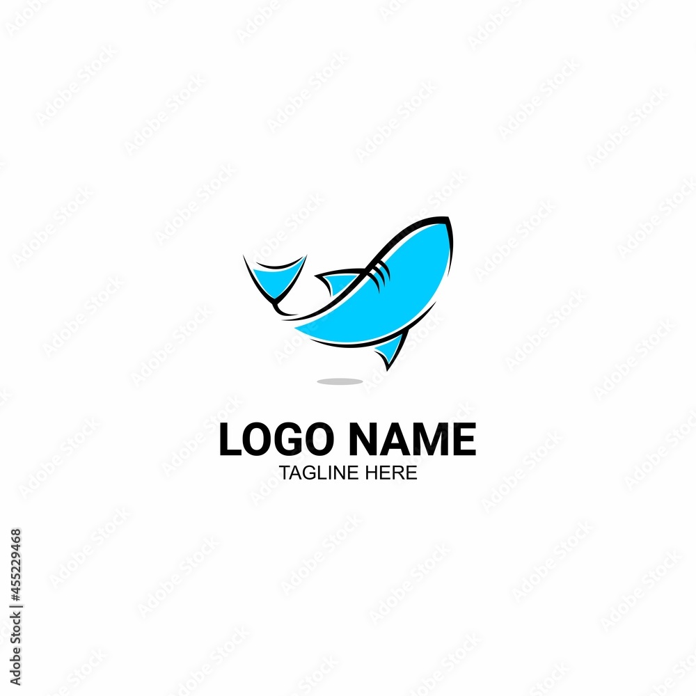 Obraz premium vector illustration of blue fish logo on white background