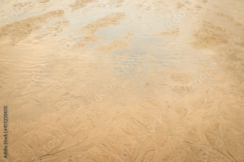 Water erodes the sand on the beach