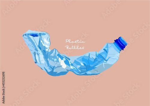 Vector Illustration of Crumpled Plastic Bottles	