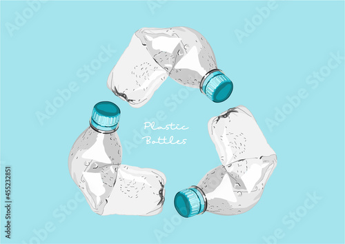 Vector Illustration of Crumpled Plastic Bottles	