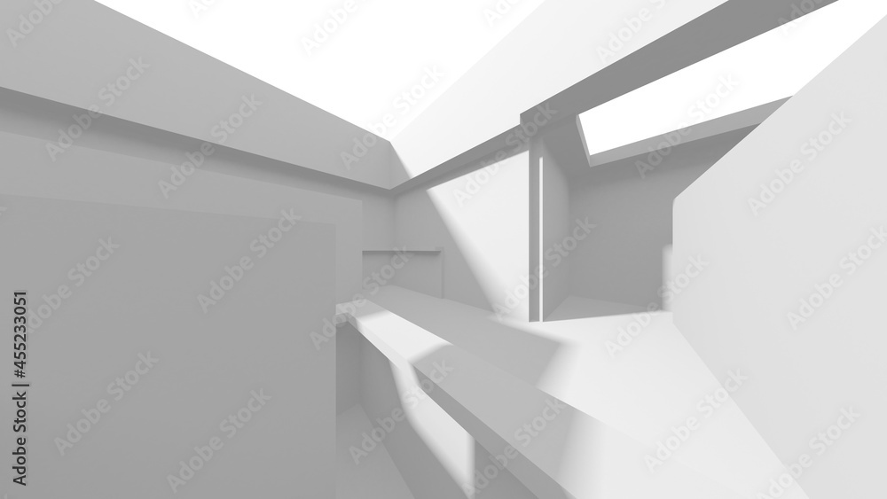 Fototapeta premium Illuminated corridor interior design. Empty Room Interior Background