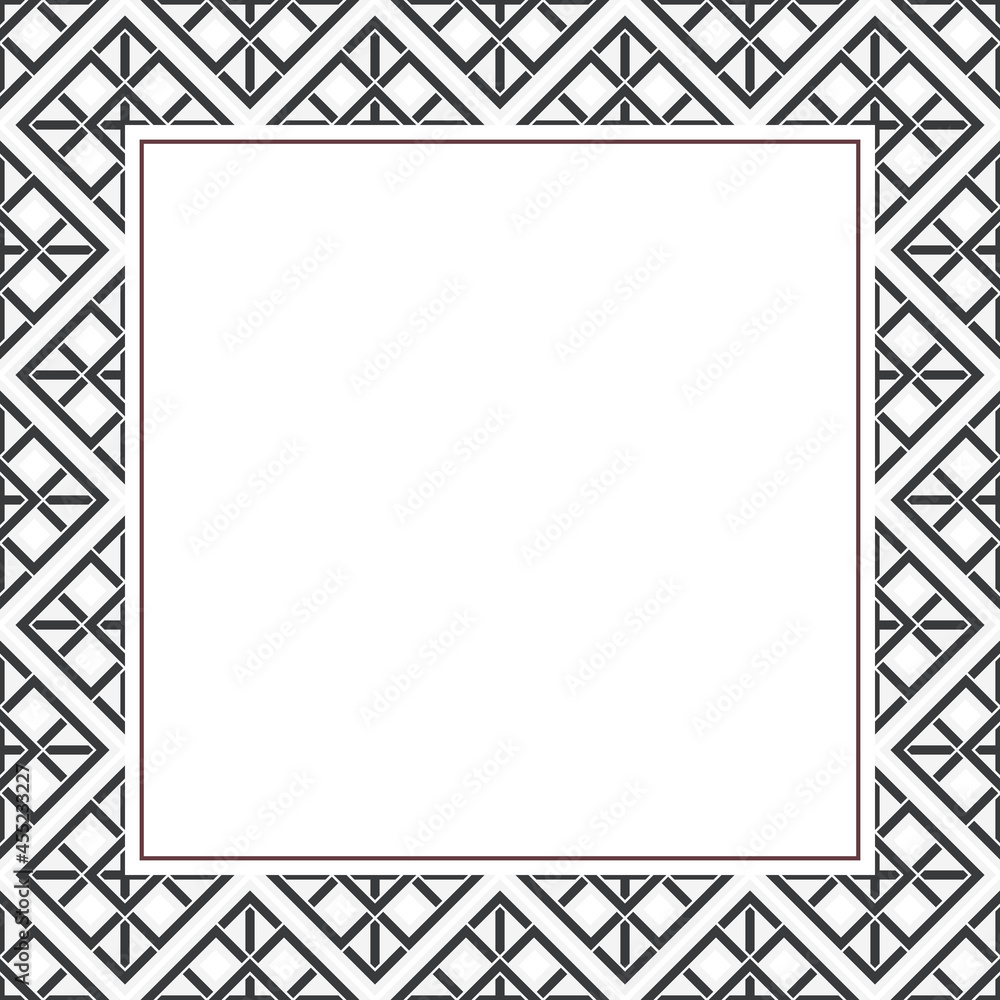 Oriental ornamental mosaic. Arabic design for page decoration. Vector frame of asian mosaic border