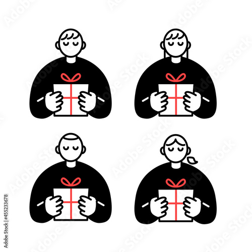 プレゼントと人イラスト素材