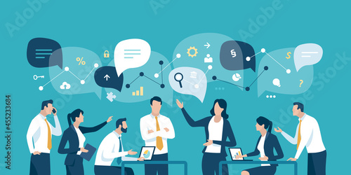 Discussion. Plan. Working. Business vector illustration. Fotobehang