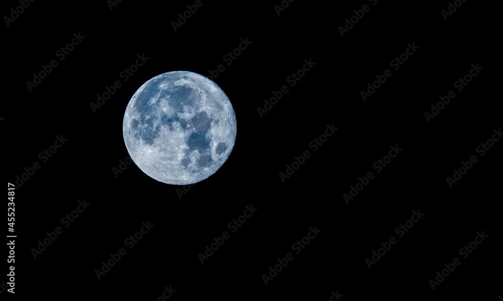 Full Blue Moon in a Black Night Sky Full Blue Moon in a Black Night Sky
