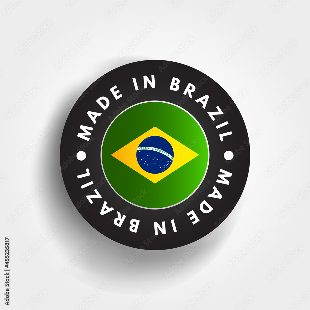 Made in Brazil text emblem badge, concept background