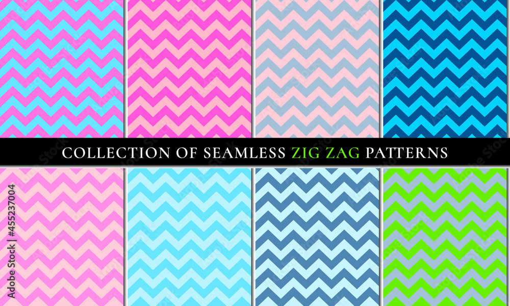 Set of seamless zigzag chevron pattern background