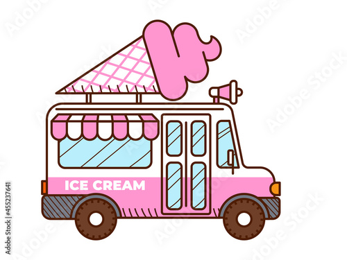 Ice cream van icon. Food truck isolated