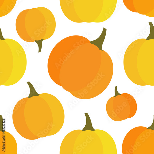 Pumpkins autumn orange seamless pattern.