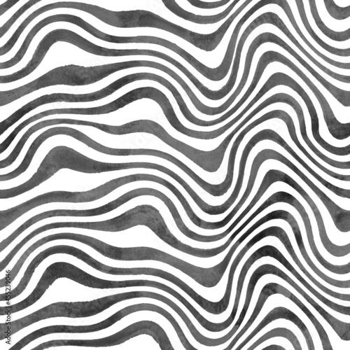 Abstract trendy wavy striped watercolor seamless pattern