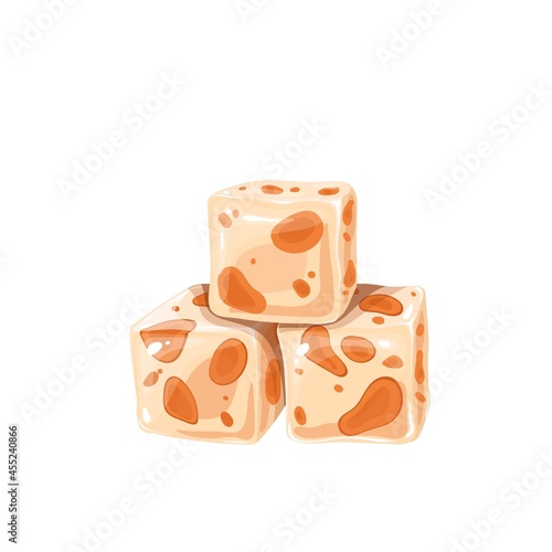 Pieces of turkish delight nougat vector illustration