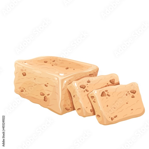 Sliced tahini halva. Turkish delight vector illustration.