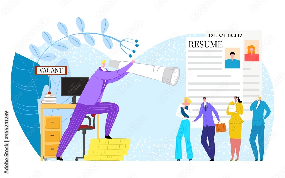 Job interview recruitment, vector illustration. Man woman people ...