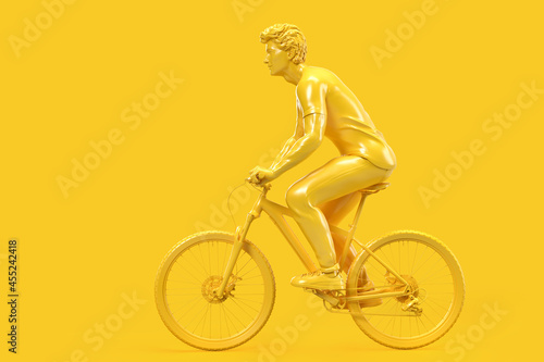 Wallpaper Mural Side view of casual dressed man on bicycle. 3D illustration Torontodigital.ca