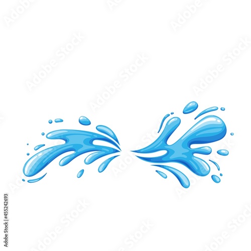 Water drops. Current drops, spray, waves and splashes. Aqua drop element, dripping liquid or raindrop vector illustration.