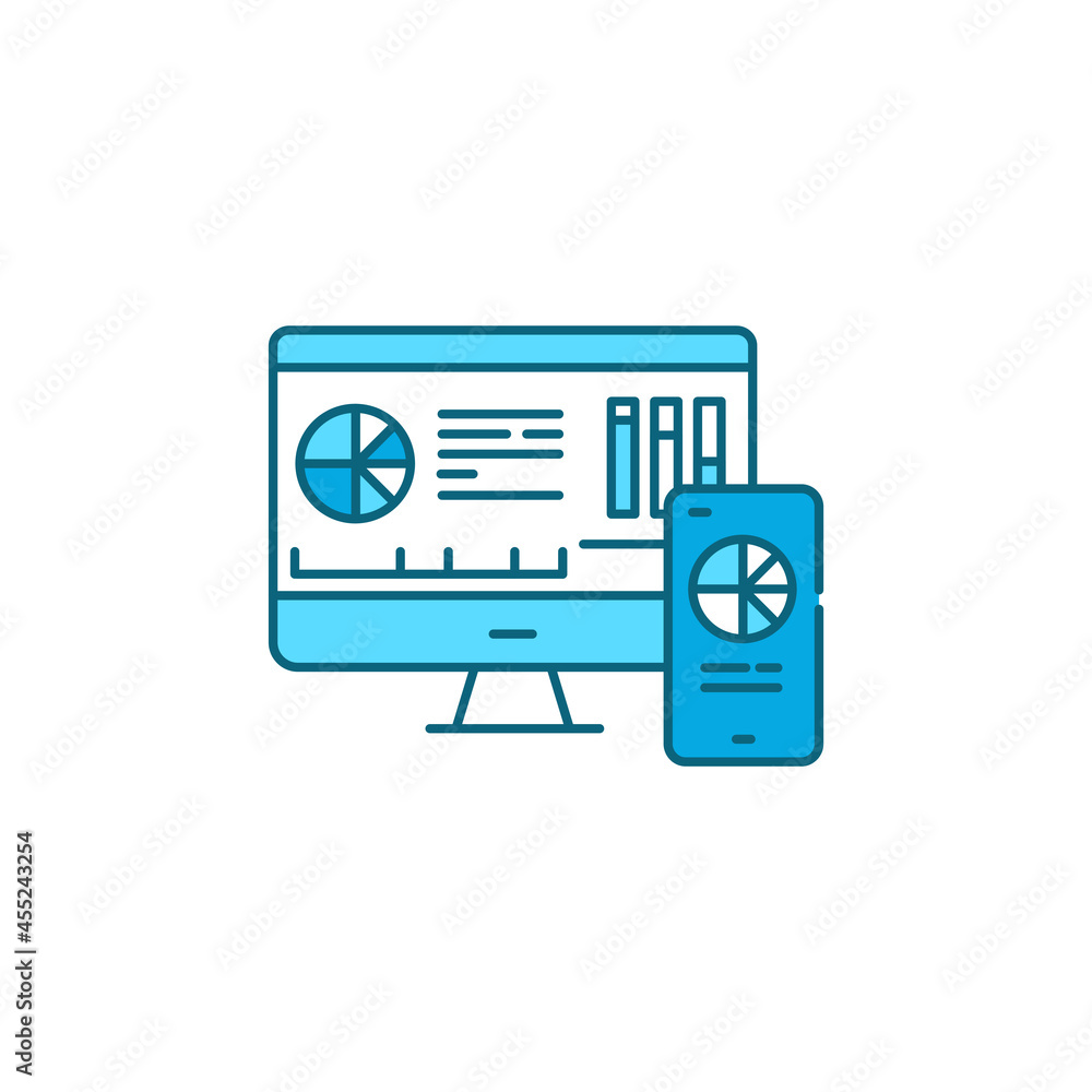 Mobile business intelligence BI color line icon. Pictogram for web page, Mobile business intelligence BI color line icon. Pictogram for web page,