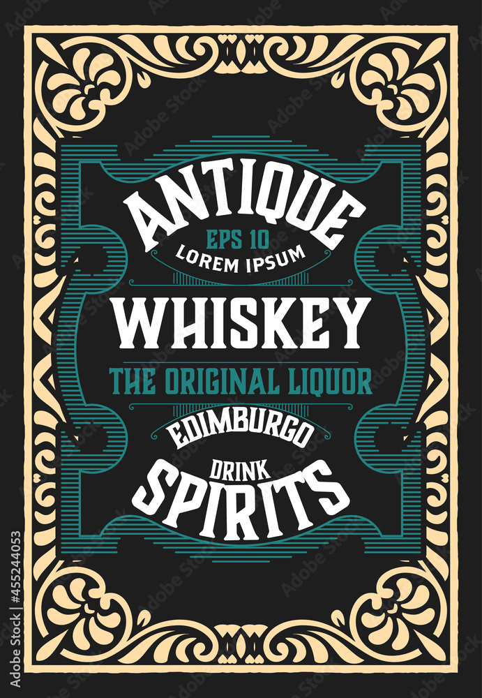 Plakat Whiskey label with old frames