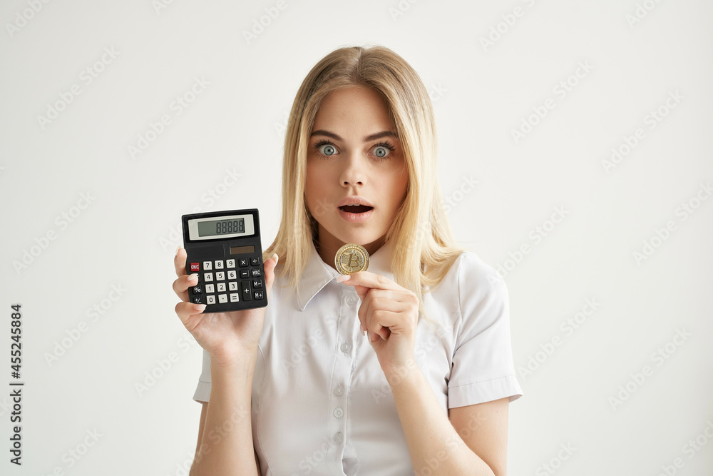 Businesswoman in a white shirt with a folder in hand technologies