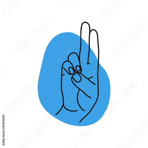 Mudra - Prana. Hands vector illustration. Yogic hand gesture. Black and white linear style.