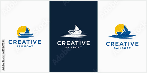 Creative sailboat logo set design sailboat icon vector template vector template ship icon vector