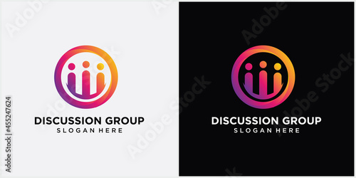 Discussion group logo consultation chat logo template people and consult logo design vector 