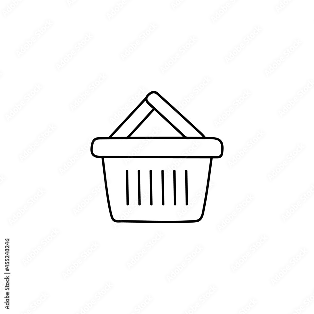 ecommerce Basket shopping icon in flat black line style, isolated on white background ecommerce Basket shopping icon in flat black line style, isolated on white background