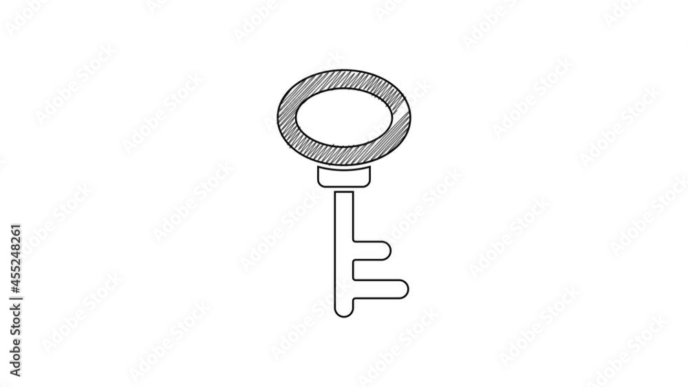 Black line House key icon isolated on white background. 4K Video motion graphic animation Black line House key icon isolated on white background. 4K Video motion graphic animation