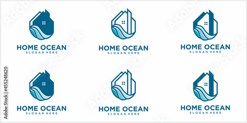 real estate, lifestyle, build, abstract, creative, brand, natural, hotel, water, wave, luxury, sea, building, summer beach, trip, beach house logo, structure, architecture, isolated, square, waterfron