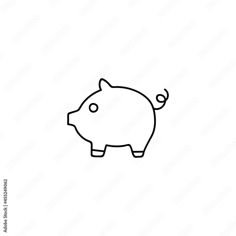 piggy bank icon in flat black line style, isolated on white background piggy bank icon in flat black line style, isolated on white background