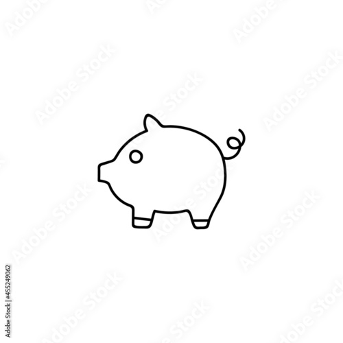 piggy bank icon in flat black line style, isolated on white background 