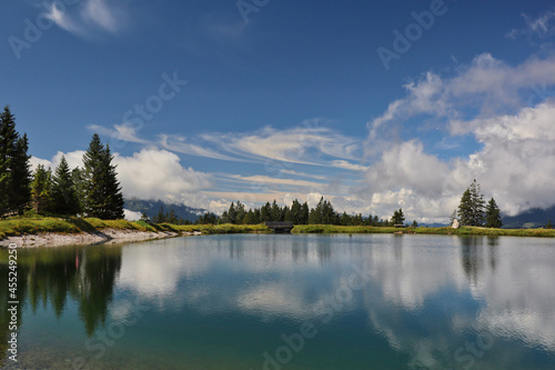 Calm Kaltwassersee with Water Reflection. Beautiful View of Lake in Seefeld. Tranquil Scene of Nature in Tyrol.