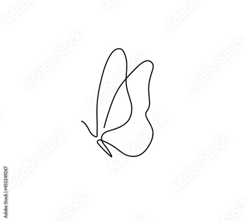 Photography Vector isolated tiny one line butterfly drawing