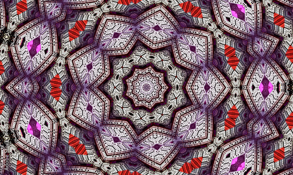 Purple repeating flower ornate mandala pattern background - abstract symmetrical ornament wallpaper graphic. Purple repeating flower ornate mandala pattern background - abstract symmetrical ornament wallpaper graphic.