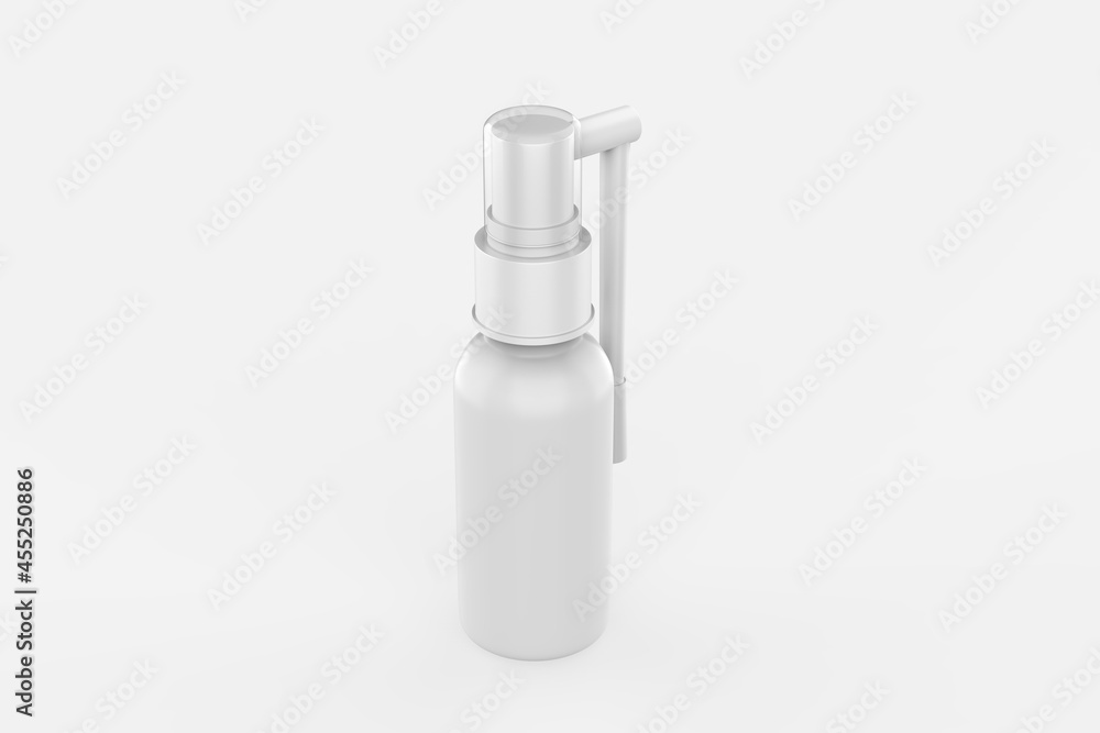 Plastic Bottle with Long Nozzle Sprayer Mockup isolated on white background. 3d illustration Plastic Bottle with Long Nozzle Sprayer Mockup isolated on white background. 3d illustration