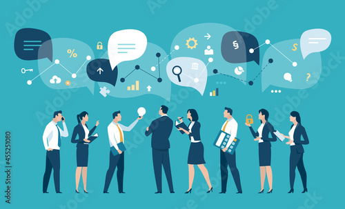 Discussion. Plan. Teamwork. Business vector illustration.