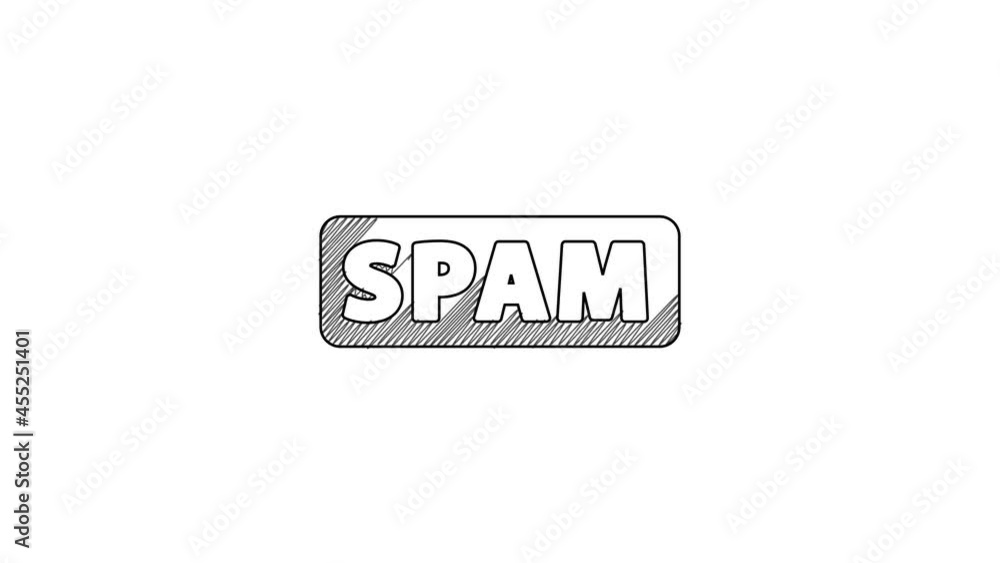 Black line Spam icon isolated on white background. 4K Video motion graphic animation Black line Spam icon isolated on white background. 4K Video motion graphic animation