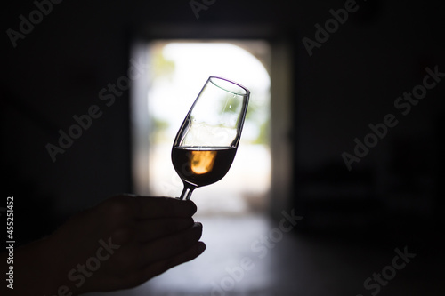 Cuadro en lienzo a glass of sherry wine in hand