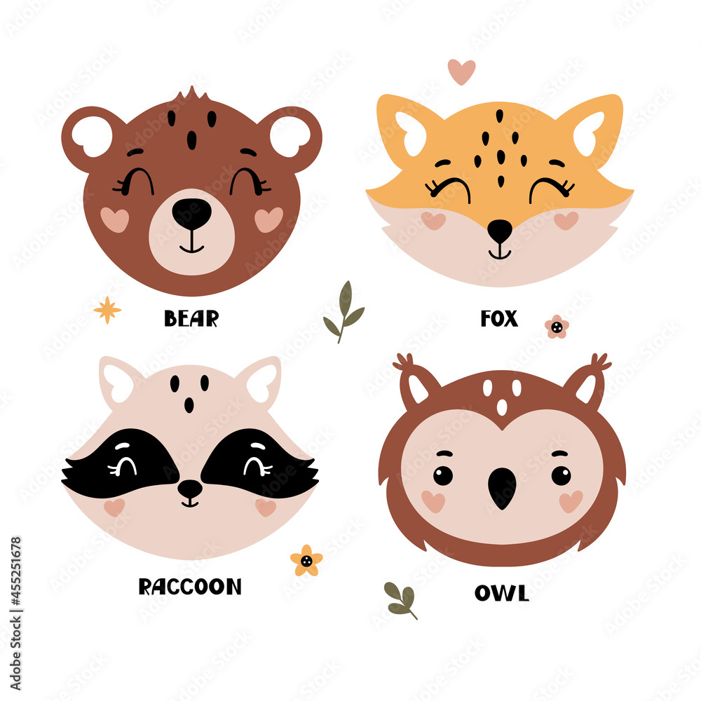 Obraz premium Woodland cute animals set