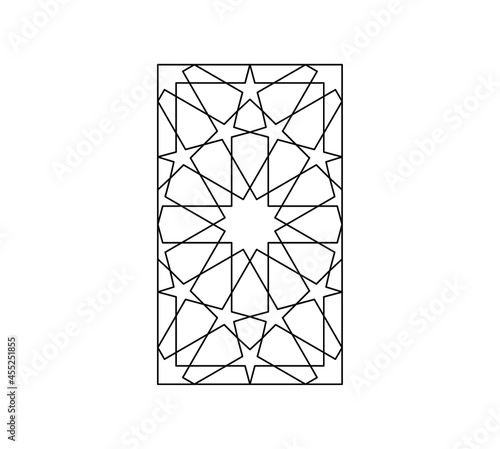 Vector isolated islamic geometrical line pattern rectangle tile