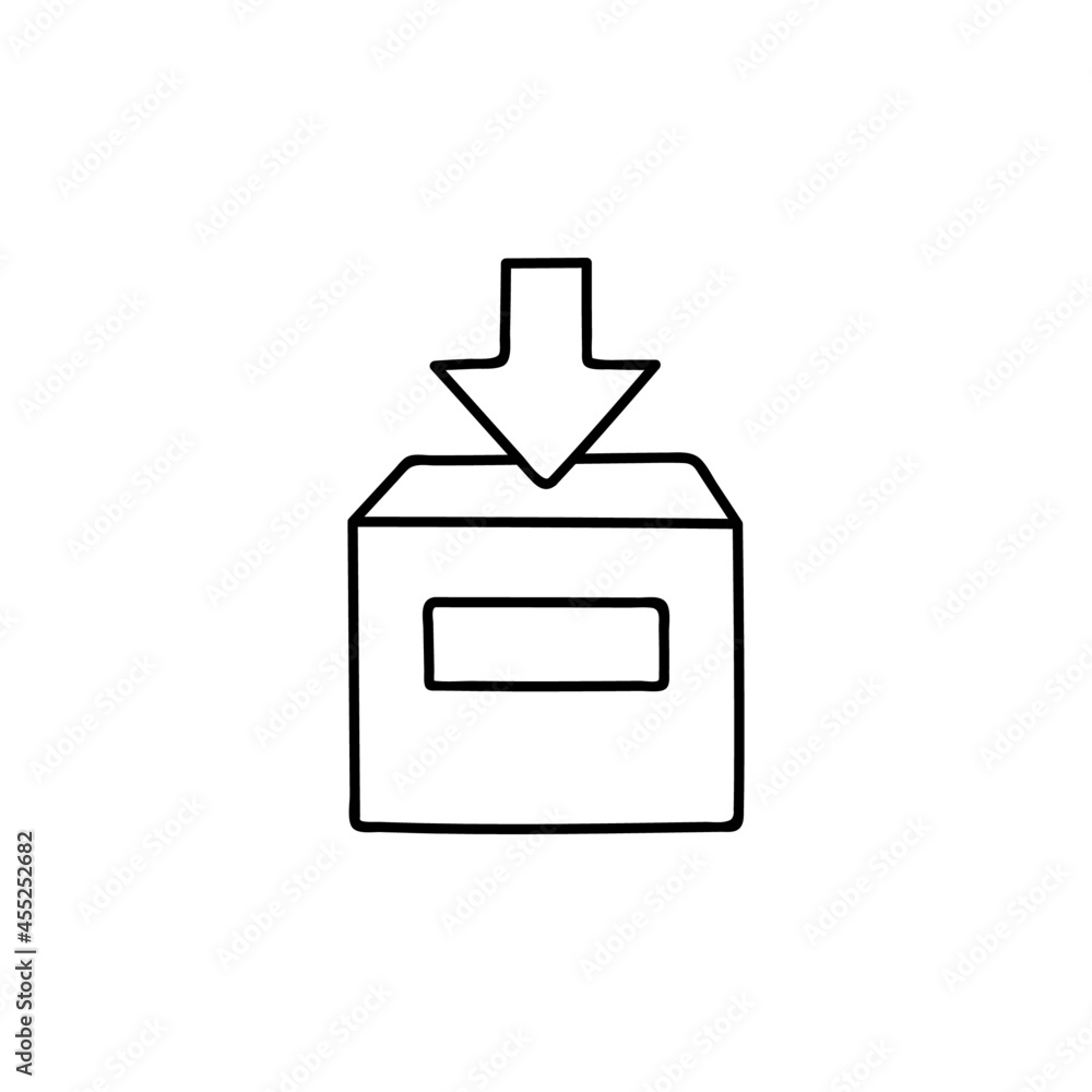 Unboxing Icons in flat black line style, isolated on white background Unboxing Icons in flat black line style, isolated on white background
