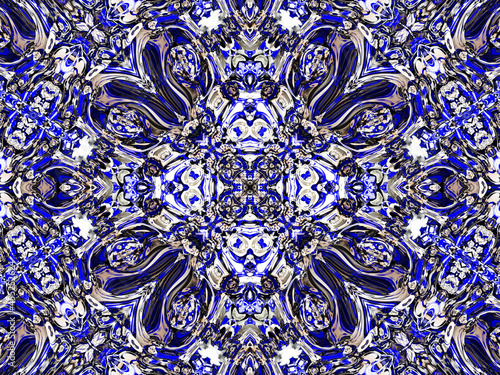 Blue floral seamless pattern in Russian gzhel background photo