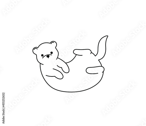 Vector isolated cute cartoon ferret line drawing. Colorless black and white contour line graphic ferret potecat icon logotype tattoo doodle sketch